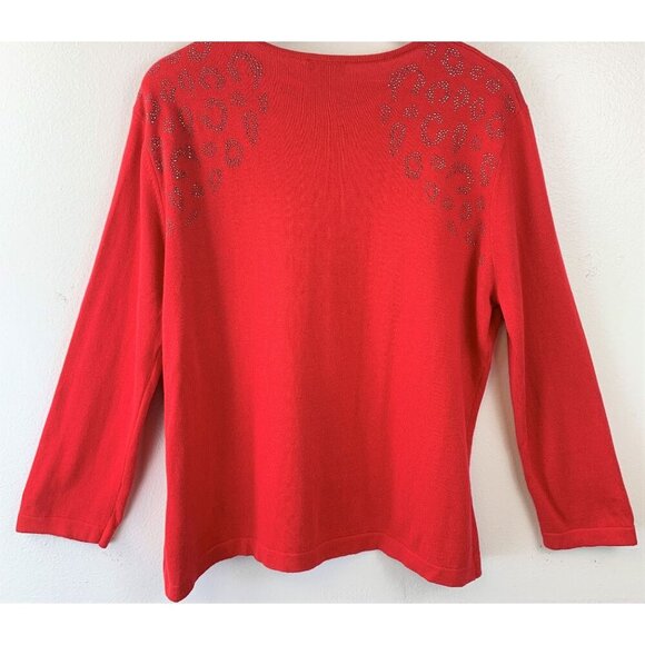NWT VINCE CAMUTO Studded Shoulder Animal Print Jacquard Sweater Size XL - Picture 3 of 9